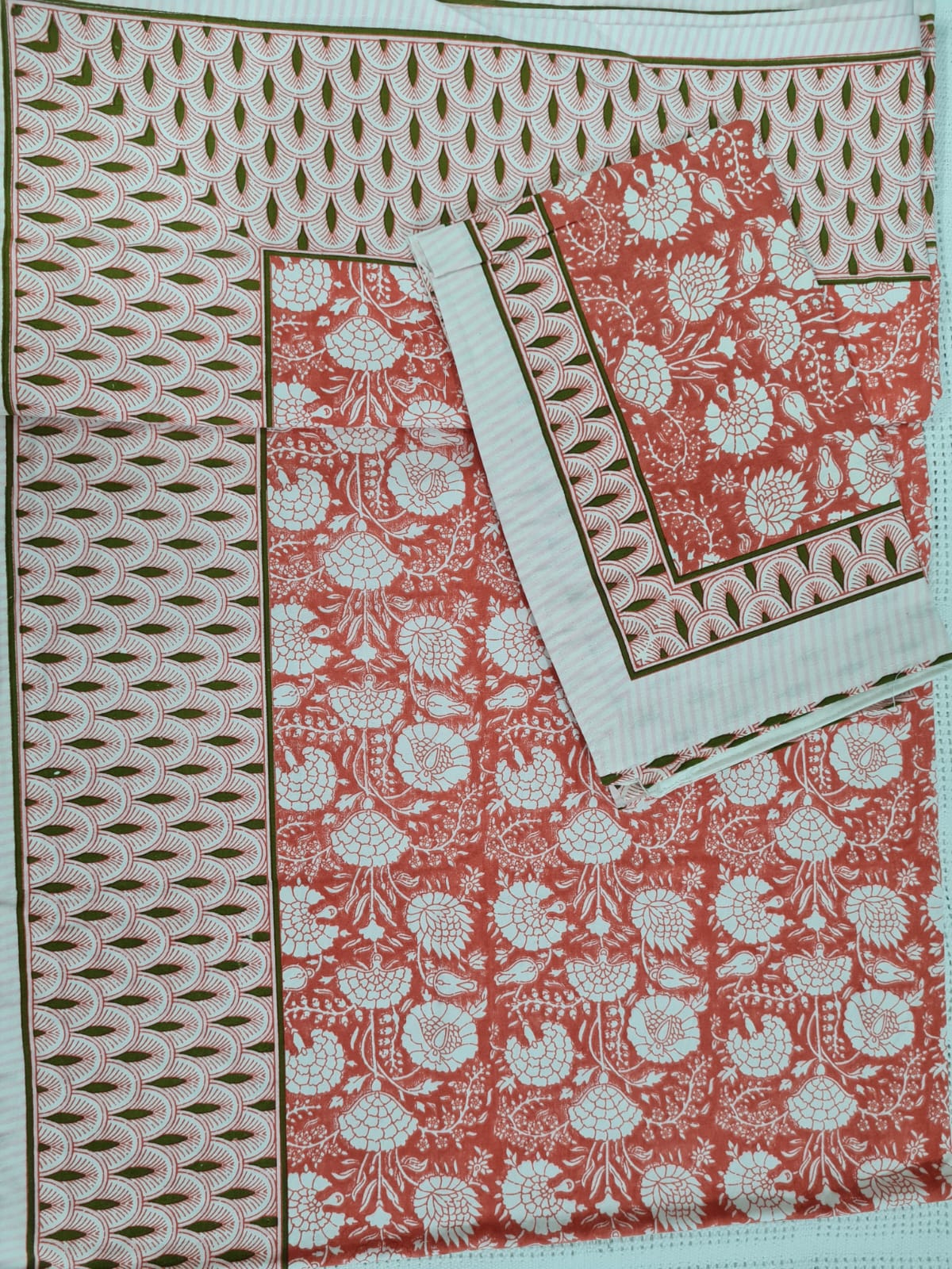 Orange Organic Cotton Double Bed Sheets + 2 Pillow Cases