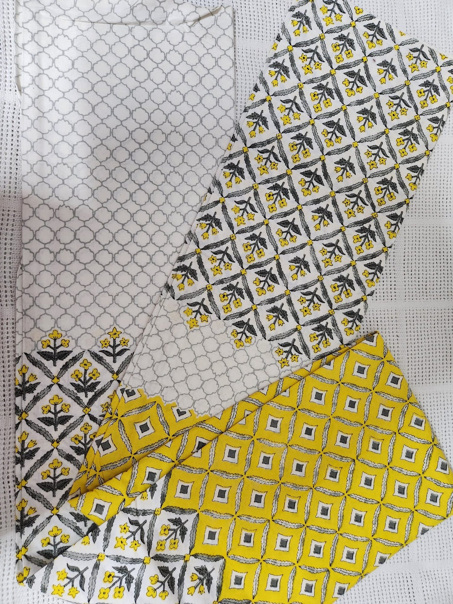 Premium Hand-block Printed Double Bed Sheets + 2 Pillow Covers in Yellow