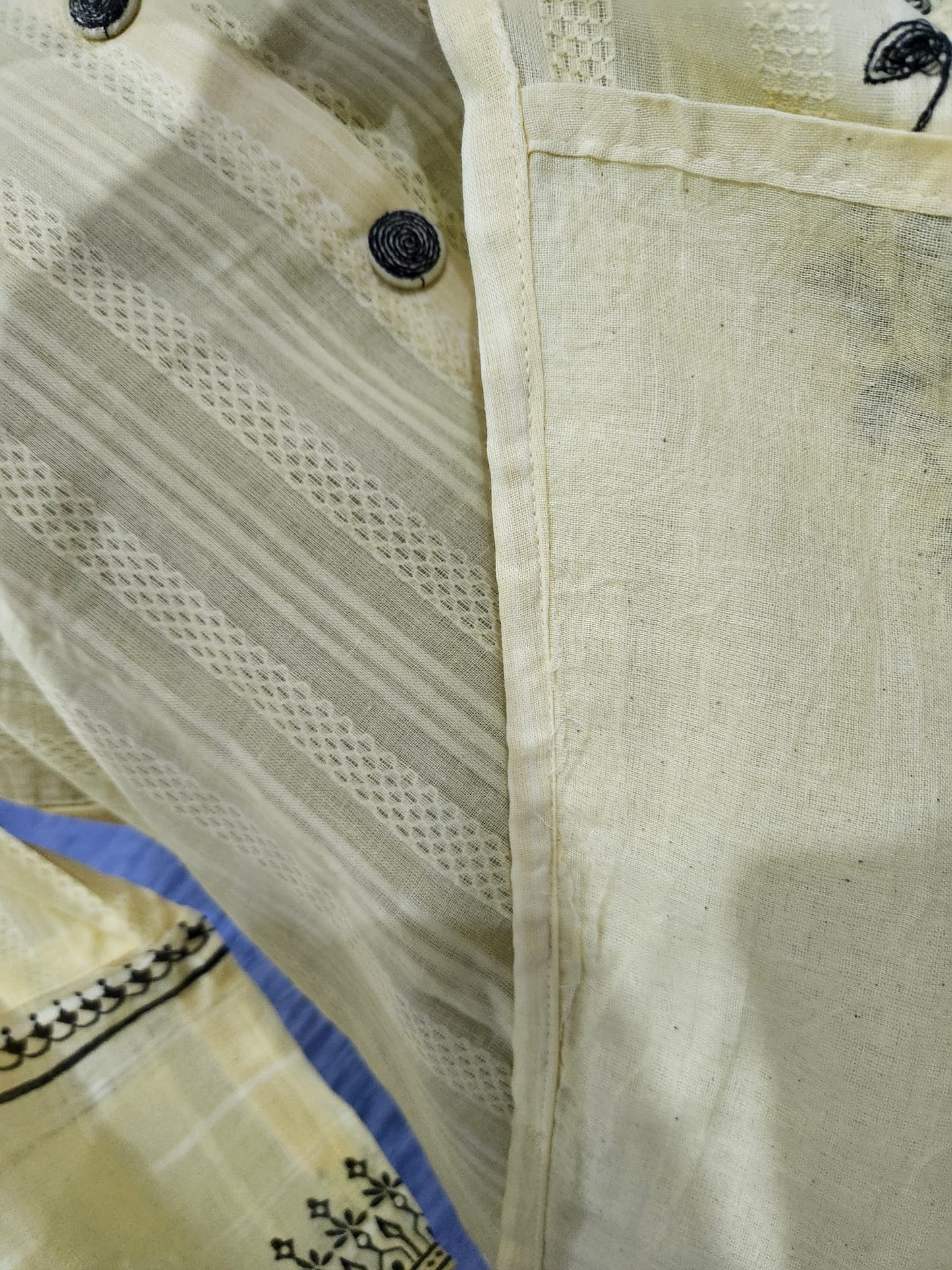 Premium Self Woven Cotton 3 Piece Suit in Yellow