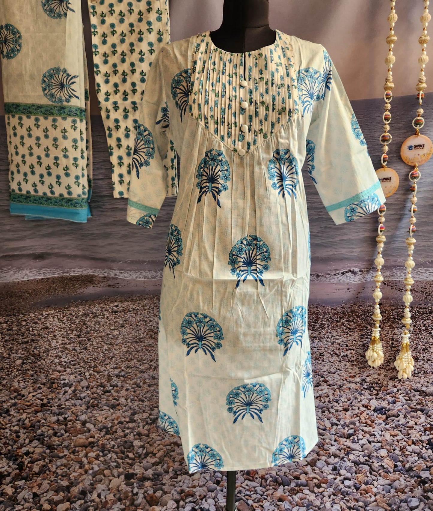 Handcrafted Cotton 3 Piece Suit in Light Blue