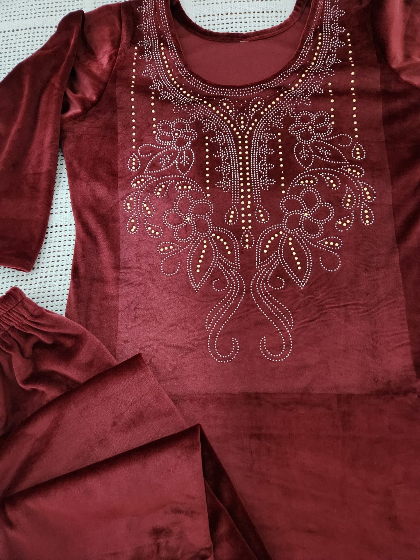 Soft Red Velvet suits with Swarovski Work