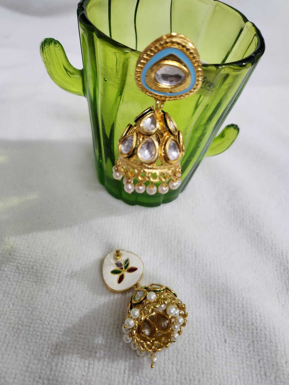 Kundan Pearls Jhumka Set