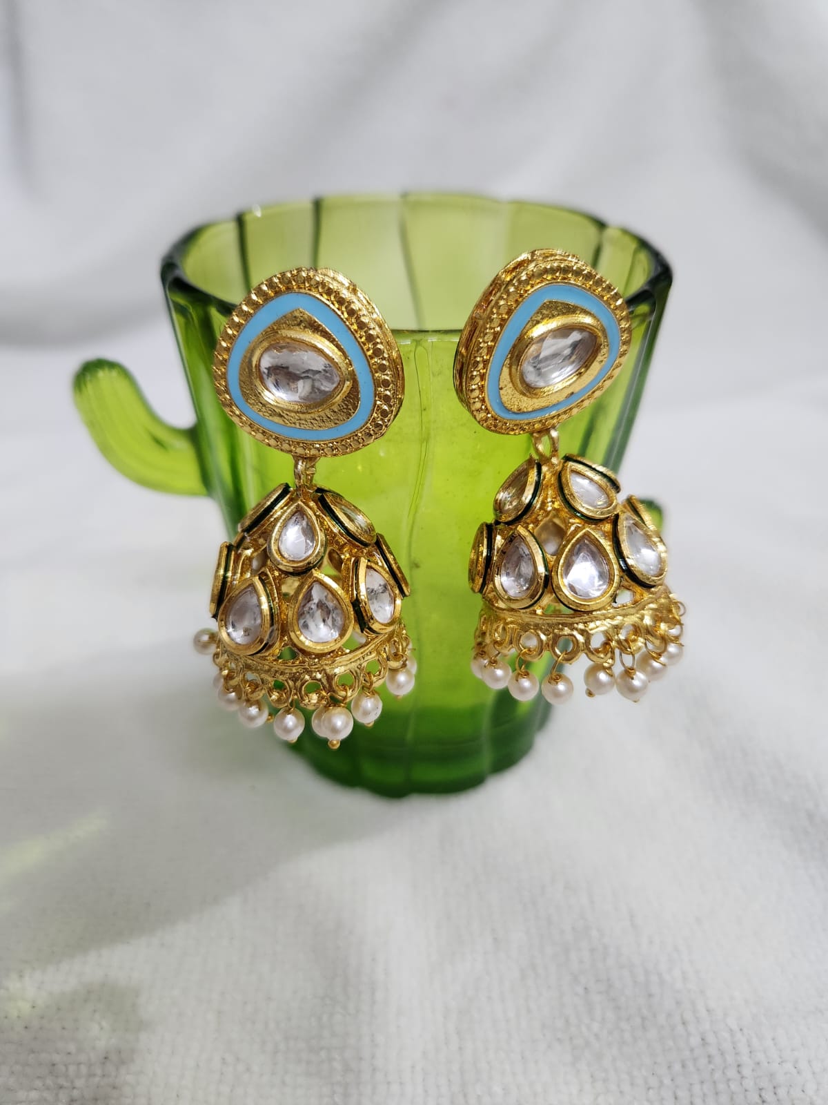 Kundan Pearls Jhumka Set
