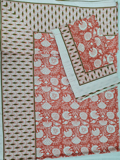 Orange Organic Cotton Double Bed Sheets + 2 Pillow Cases