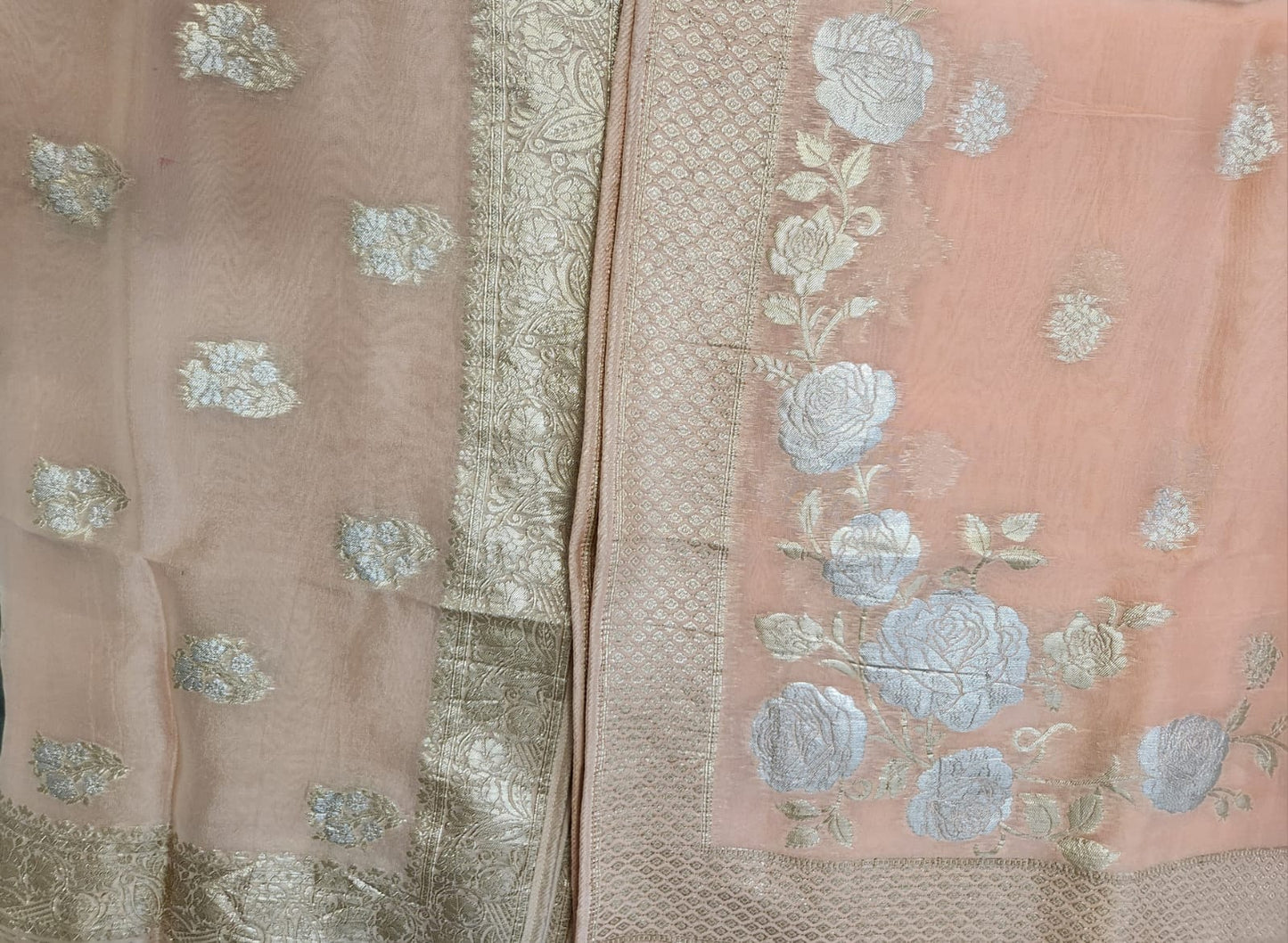 Clear Customisable Soft Organza Silk Dupatta with Full Woven Zari Work