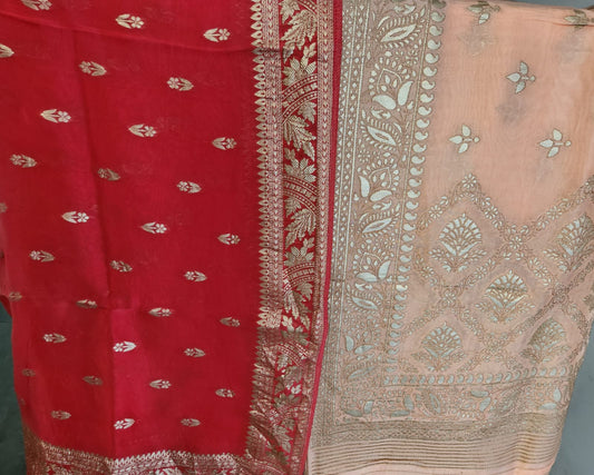 Soft Organza Silk Dupatta in Red