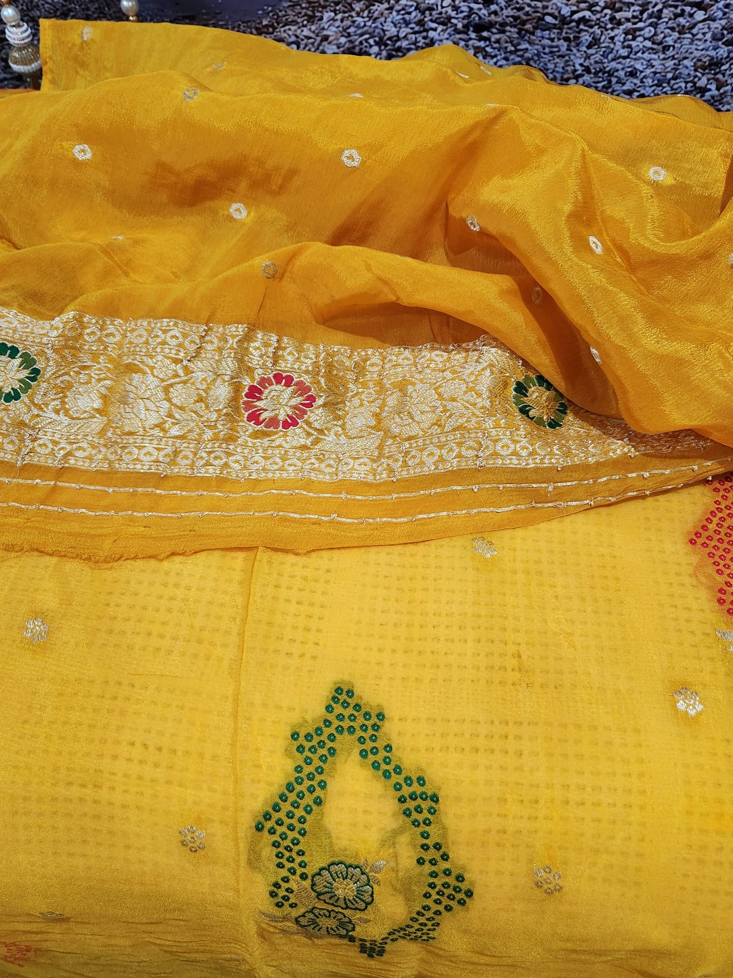 Exclusive Yellow Pure Chinon Saree with Soft Zari Work