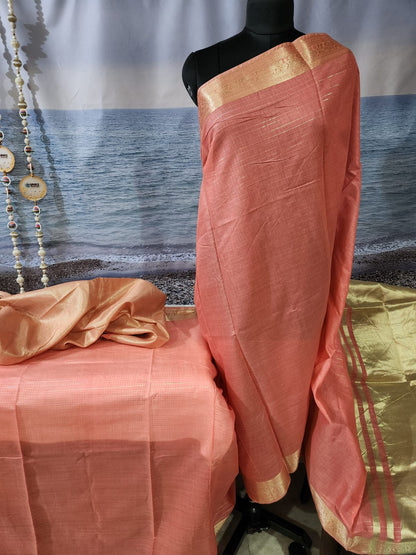 Premium Pink Pure Handloom Khadi Silk Saree with Soft Zari Work