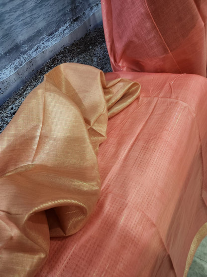 Premium Pink Pure Handloom Khadi Silk Saree with Soft Zari Work