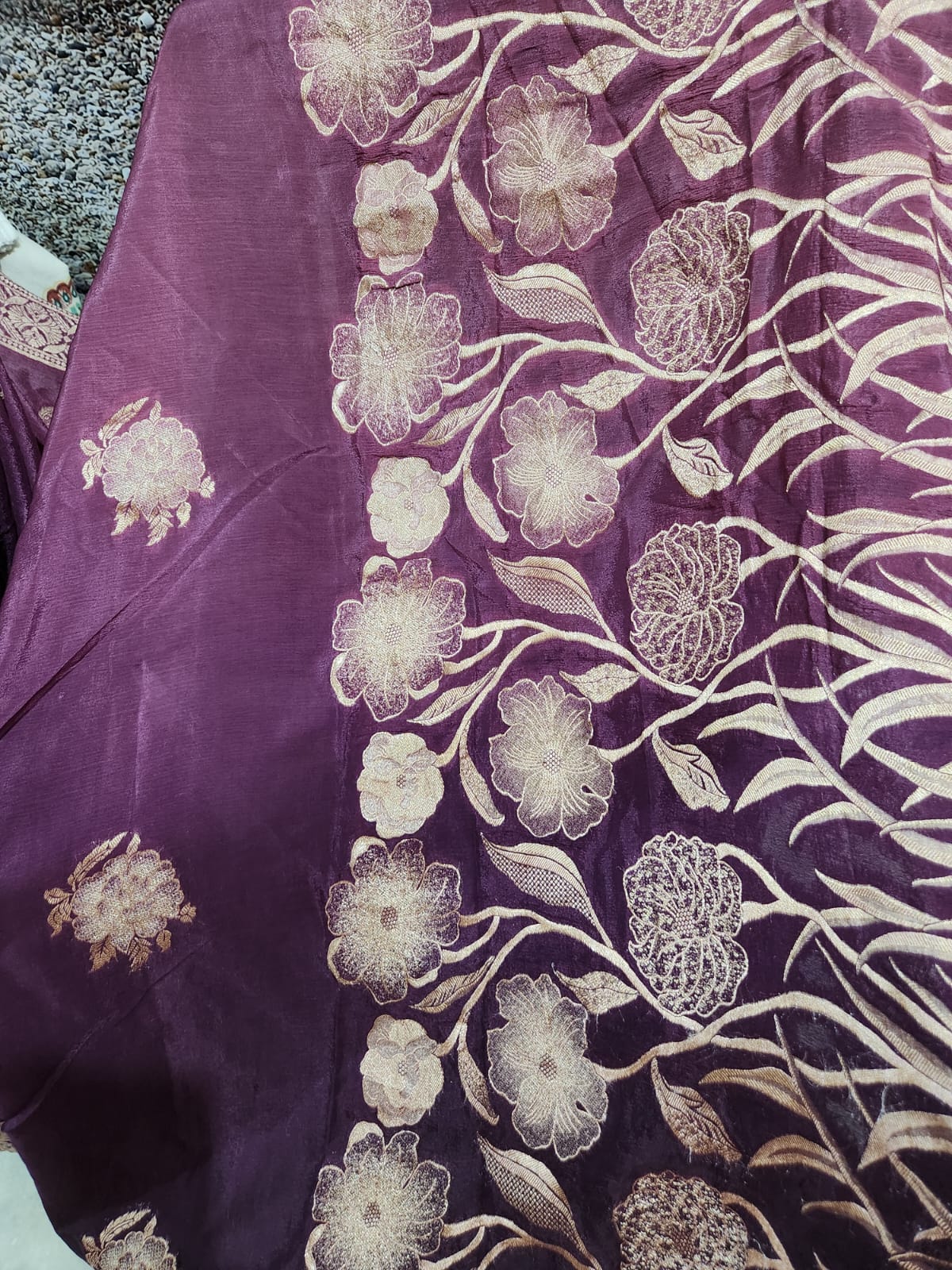 Premium Purple Pure Chinon Saree with Soft Zari Work