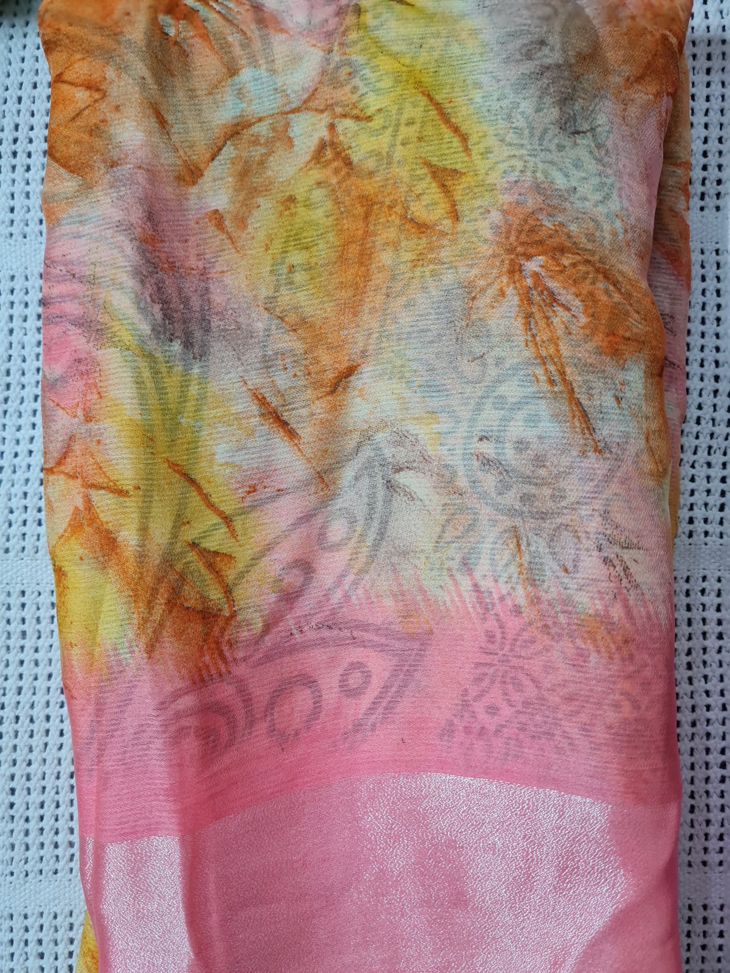 Warm Pink Premium Quality Moss Chiffon Saree