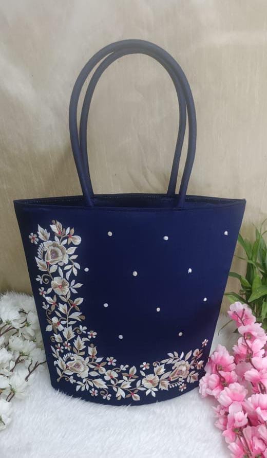 Elegant Blue Silk Bag