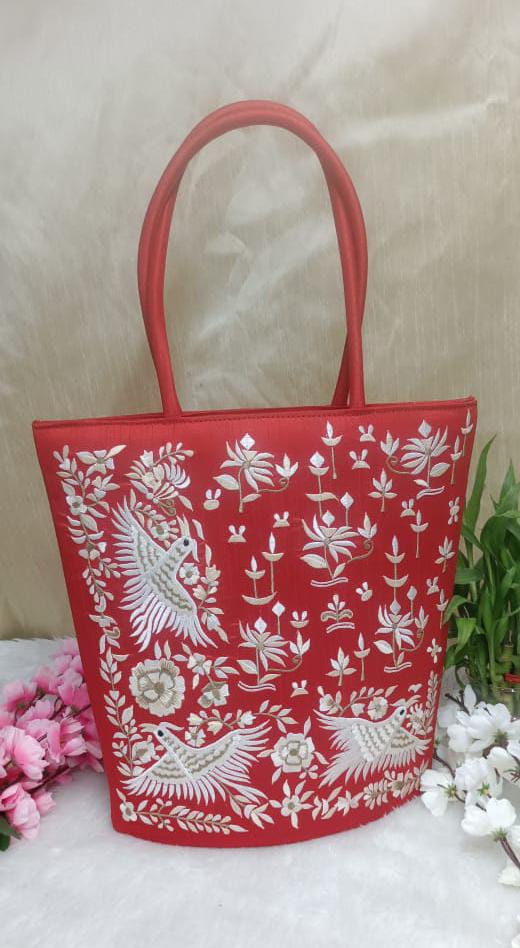 Beautiful Red Embroidery Silk Bag