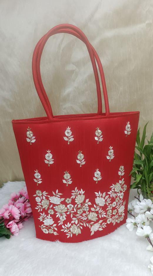 Elegant Red Embroidery Silk Bag