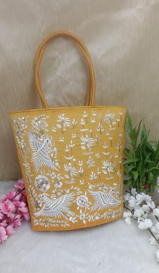 Elegant Yellow Silk Bag