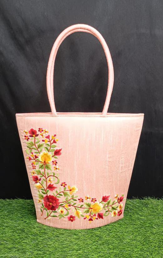 Floral Pink Silk Bag